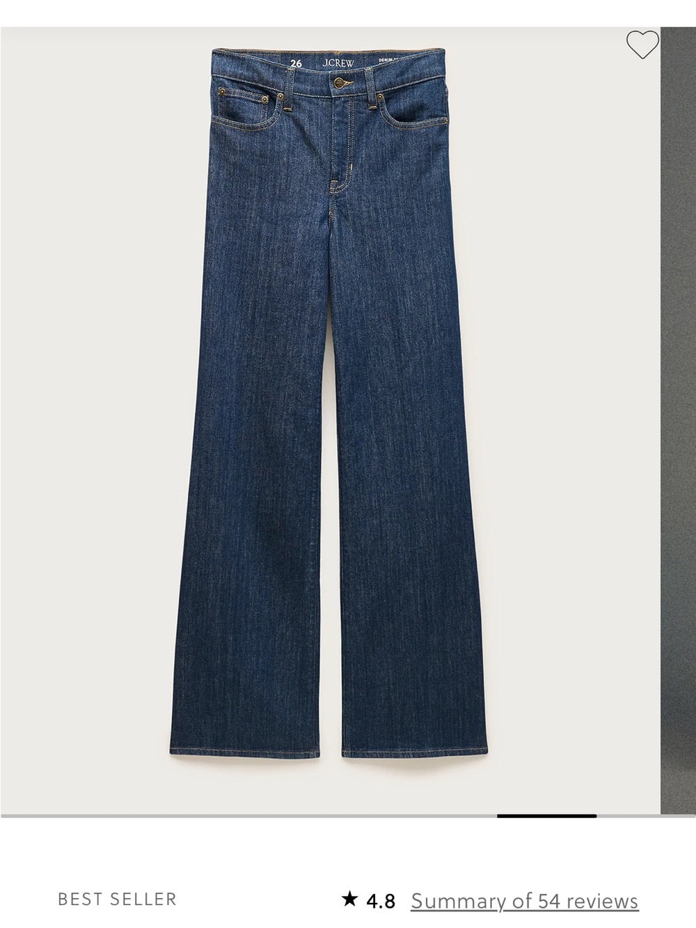 BEAND NEW WITH TAGS J. Crew Indigo Wide-Leg Jeans 27 full length